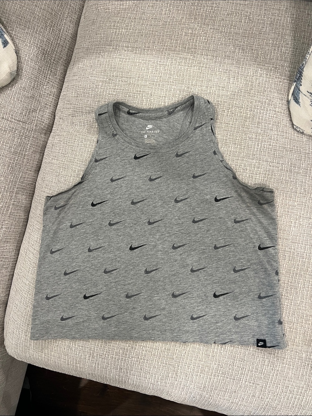 Nike Grey All-Over Swoosh Crop Tank